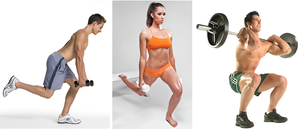 Fitness enthusiasts lifting weights in gym